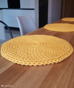 Titi podkładka na stół ze sznurka ręcznie robiona - kolor żółty