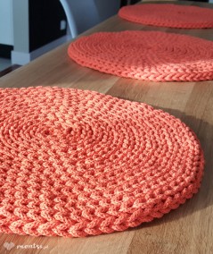 Titi podkładka na stół ze sznurka ręcznie robiona - kolor pomarańczowy