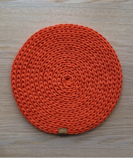 Titi podkładka na stół ze sznurka ręcznie robiona - kolor pomarańczowy
