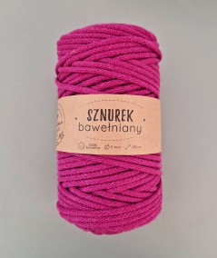 Sznurek bawełniany 5 mm purpurowy do rękodzieła, sznurek pleciony, sznurek do makramy purpurowy