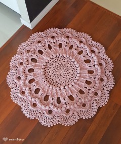 Lici dywan okrągły ze sznurka 130 cm ręcznie robiony - kolor pudrowy róż
